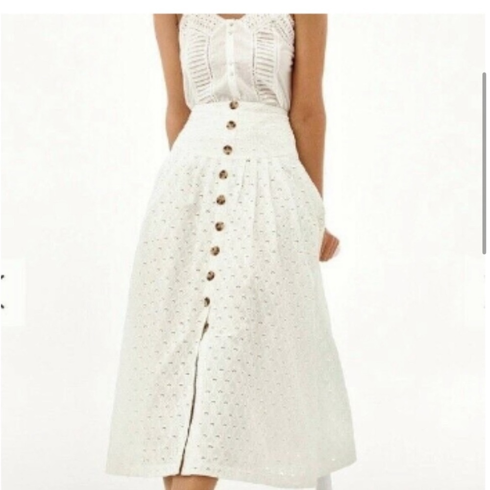 Anthropologie Maeve Vanderbilt Eyelet Skirt White size 8 - Picture 4 of 6